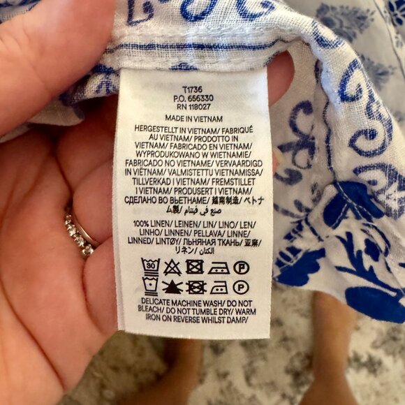 Boden Sienna Linen Shirt & Short -Ivory, Ornate Border, 10 - Picture 4 of 11